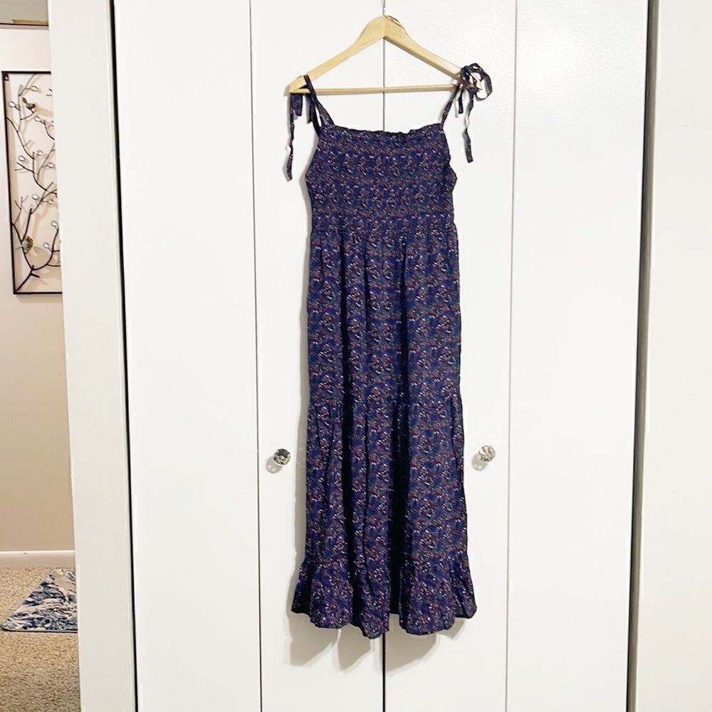 Free People floral Printed Smocked Midi Dress Size M